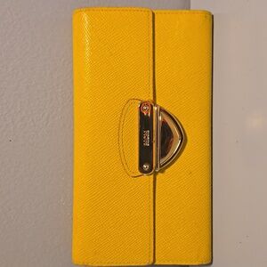 MCM Yellow Leather Wallet with Gold Accent
